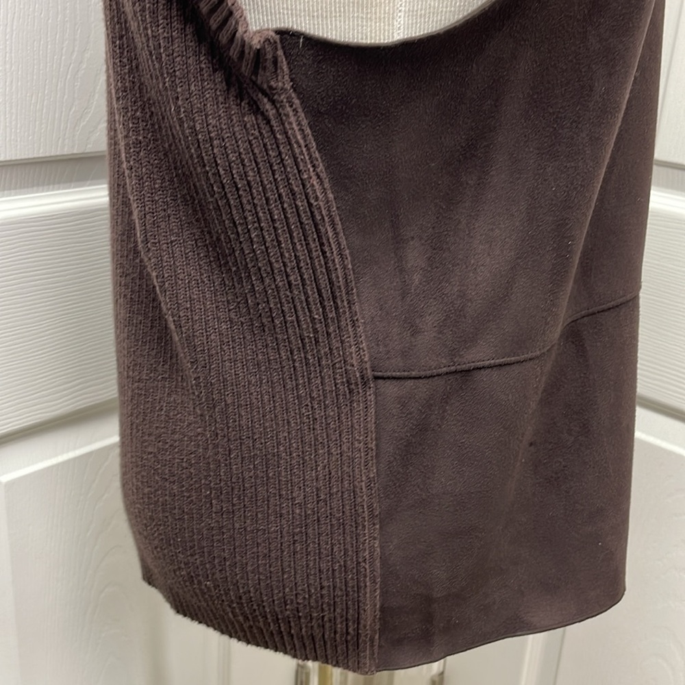 J.Jill Faux Suede Knit Expresso Brown Zippered Vest XL - Picture 7 of 9